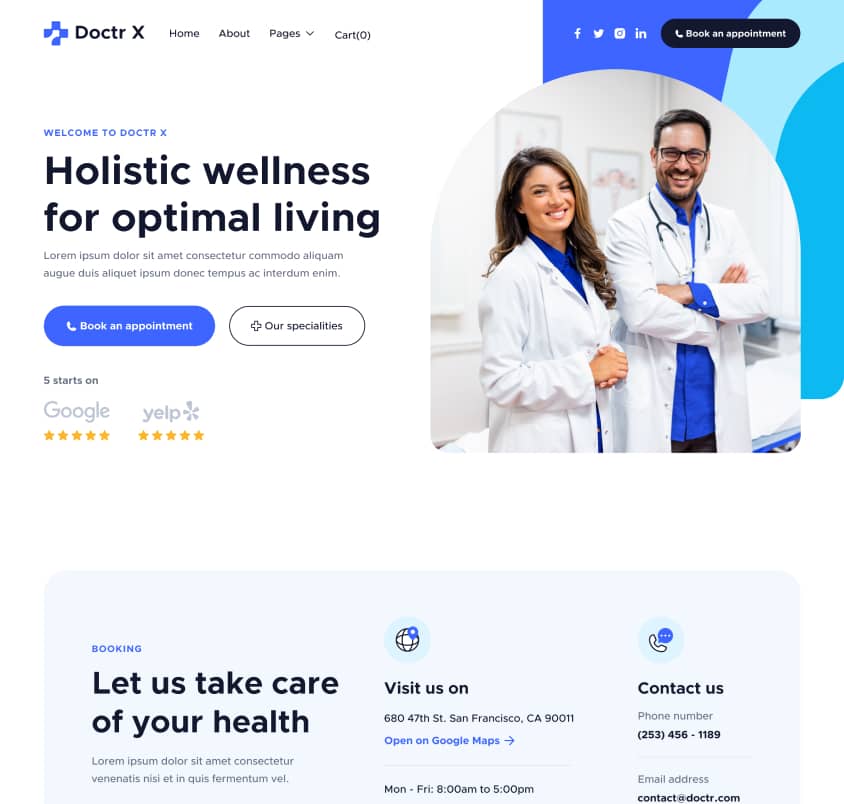 Doctr X - Home V1 Page - Healthcare Webflow Template