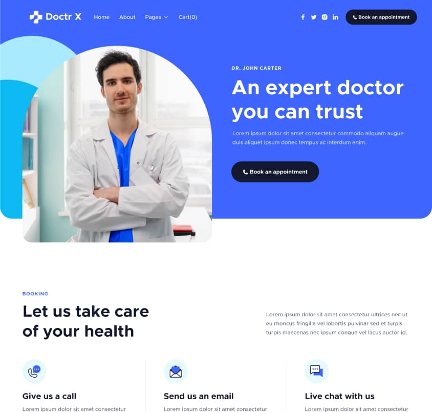Doctr X - Home V2 Page - Healthcare Webflow Template