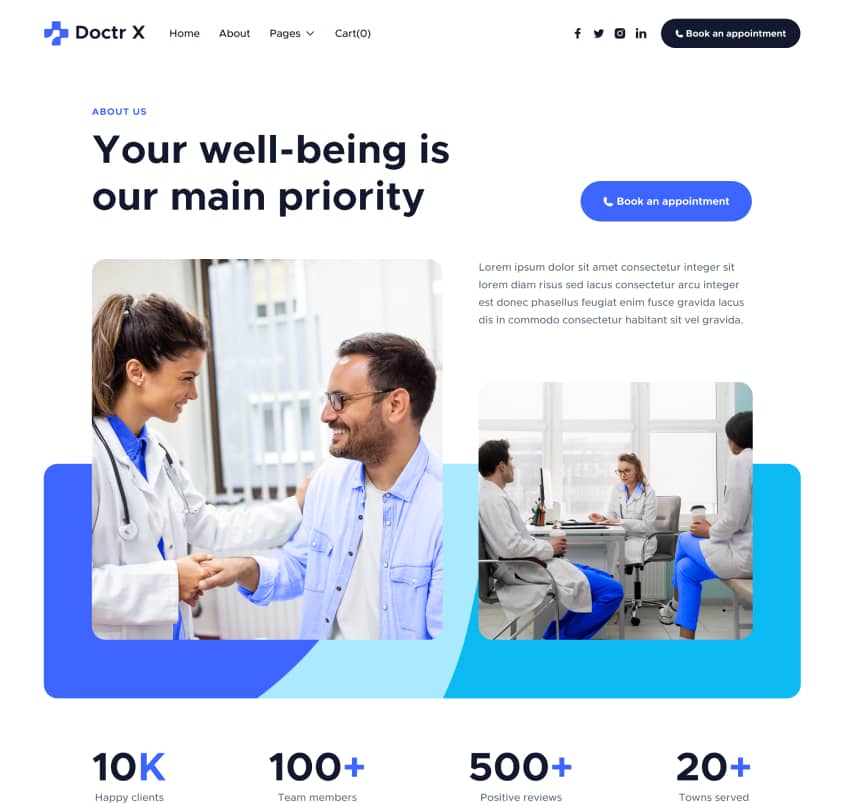 Doctr X - About Page - Healthcare Webflow Template