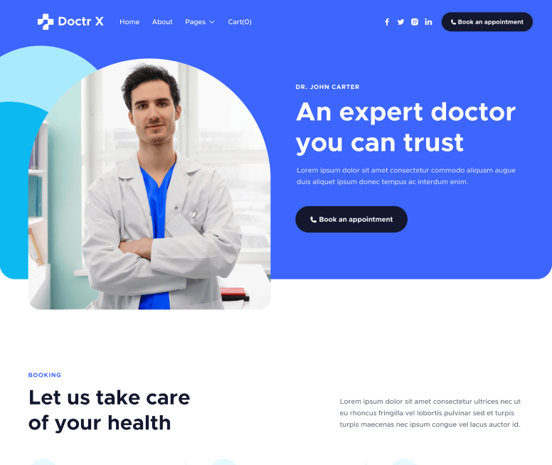 Doctr X - Home V2 Main Page - Healthcare Webflow Template