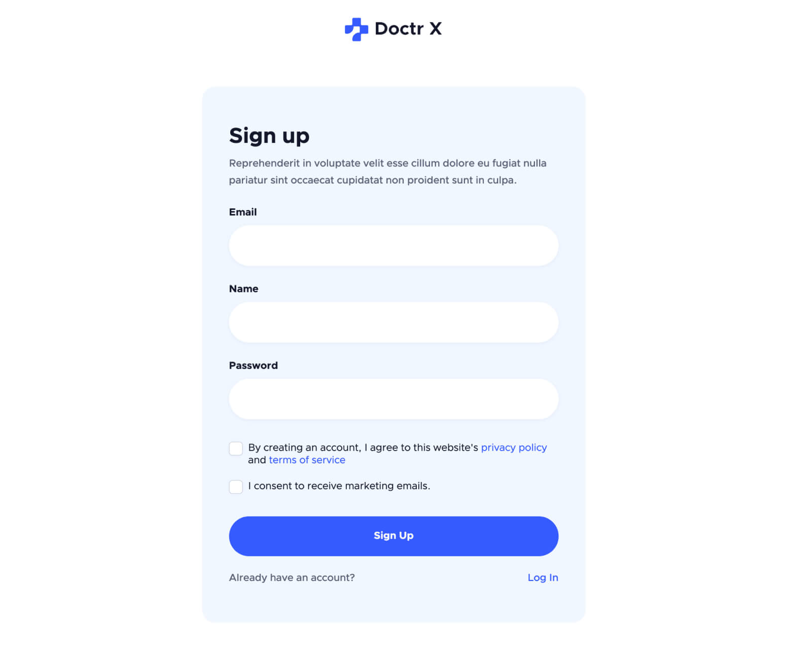 Doctr X - Sign Up Page - Healthcare Webflow Template