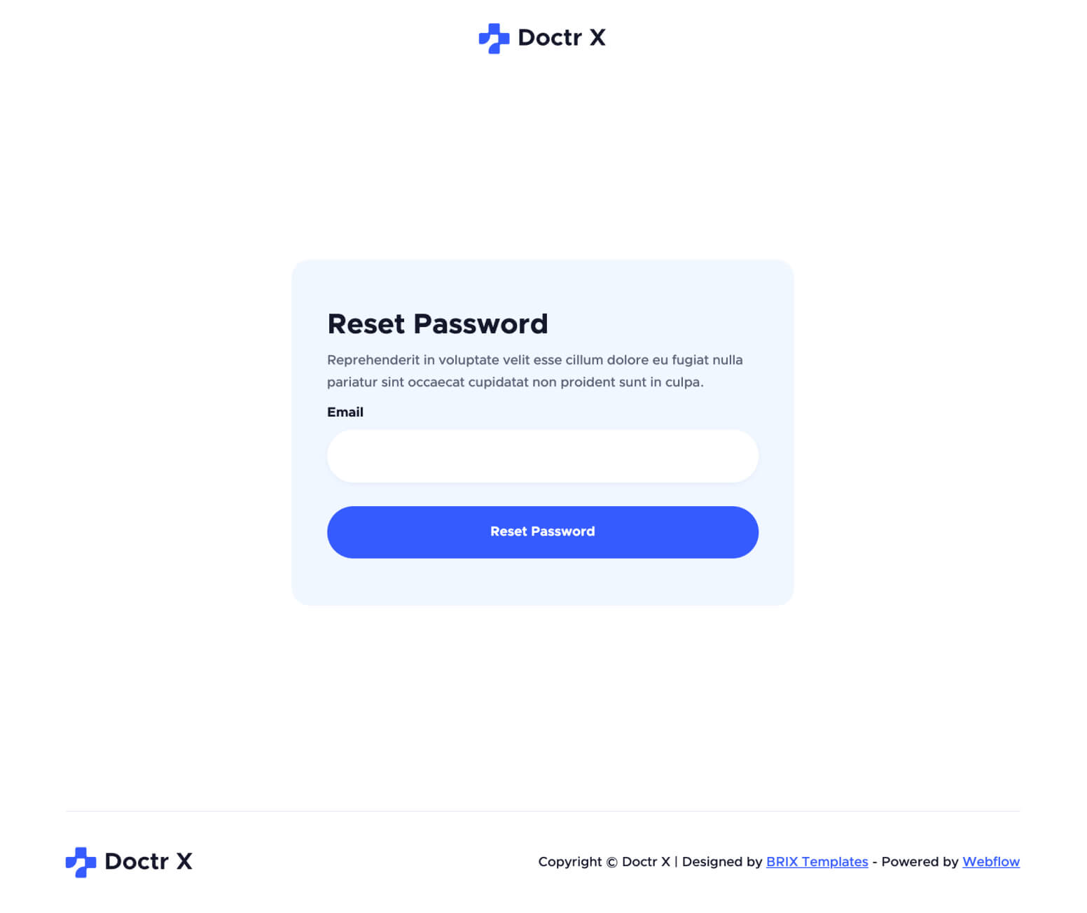 Doctr X - Reset Password Page - Healthcare Webflow Template