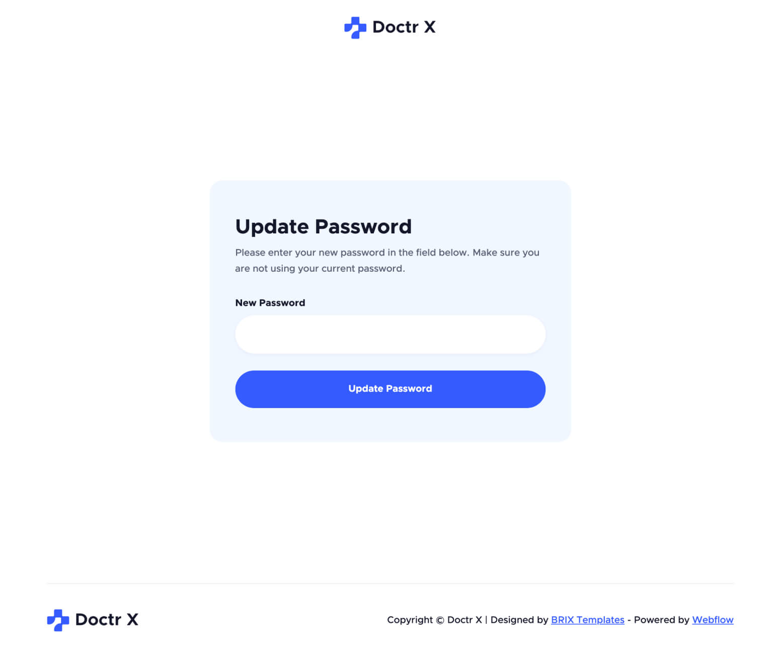 Doctr X - Update Password Page - Healthcare Webflow Template
