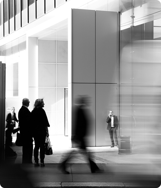 Time-lapse image of blurred light in an urban setting.