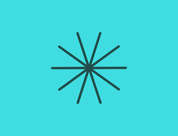 Abstract sunburst on blue-green background.