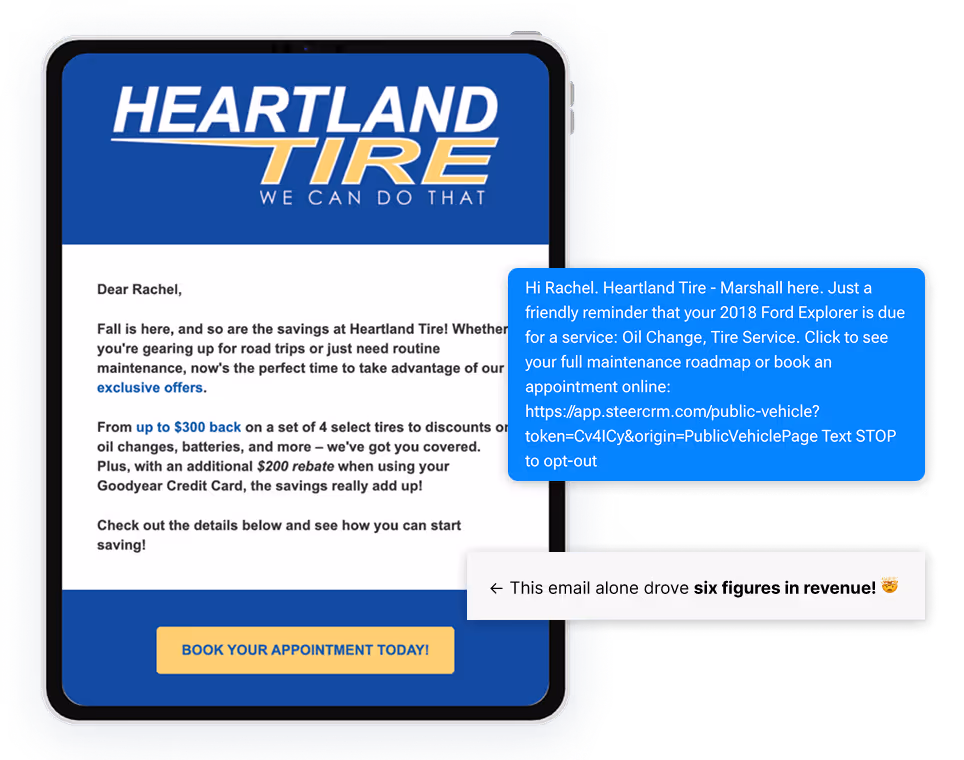 Auto repair email example