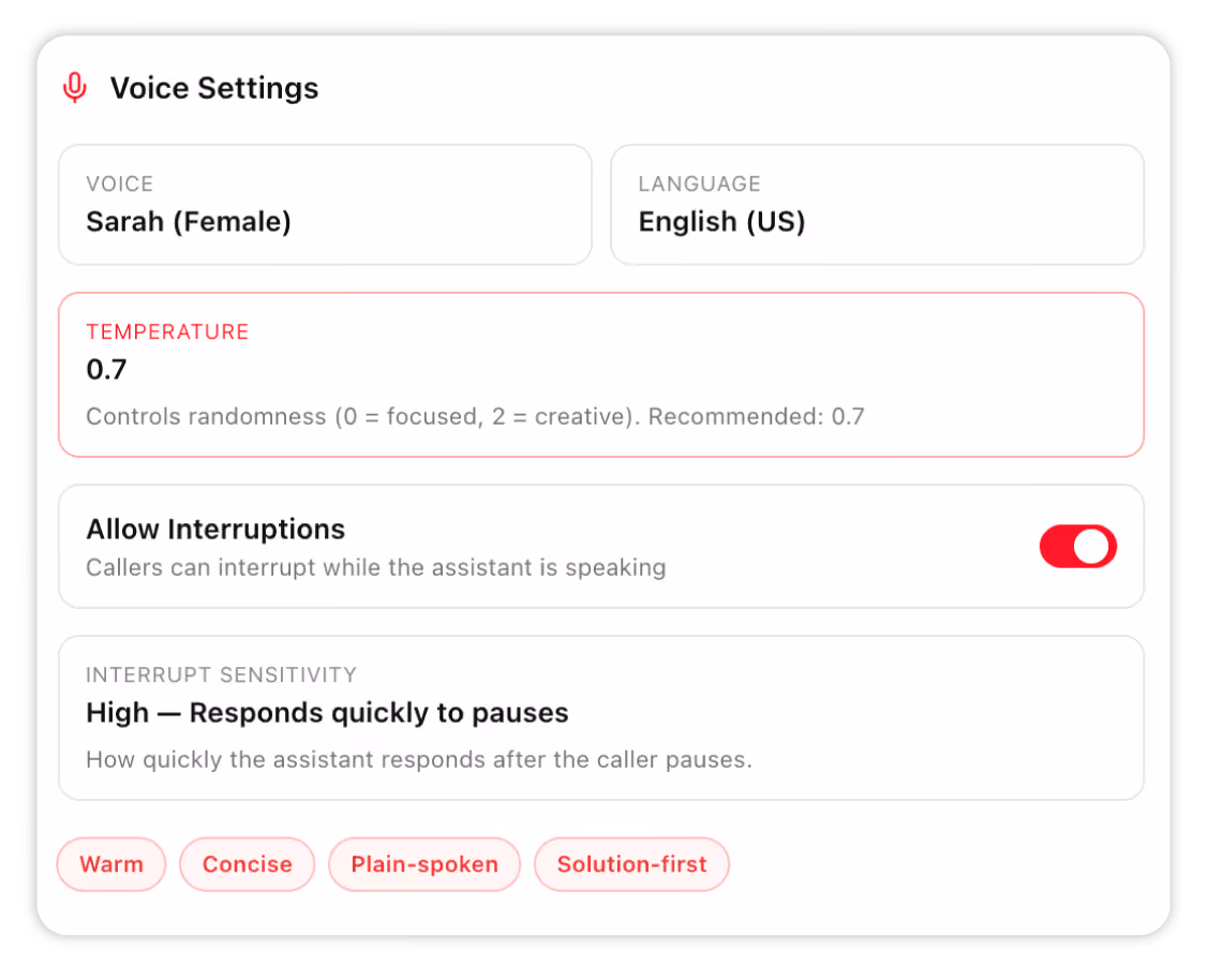 Voice settings
