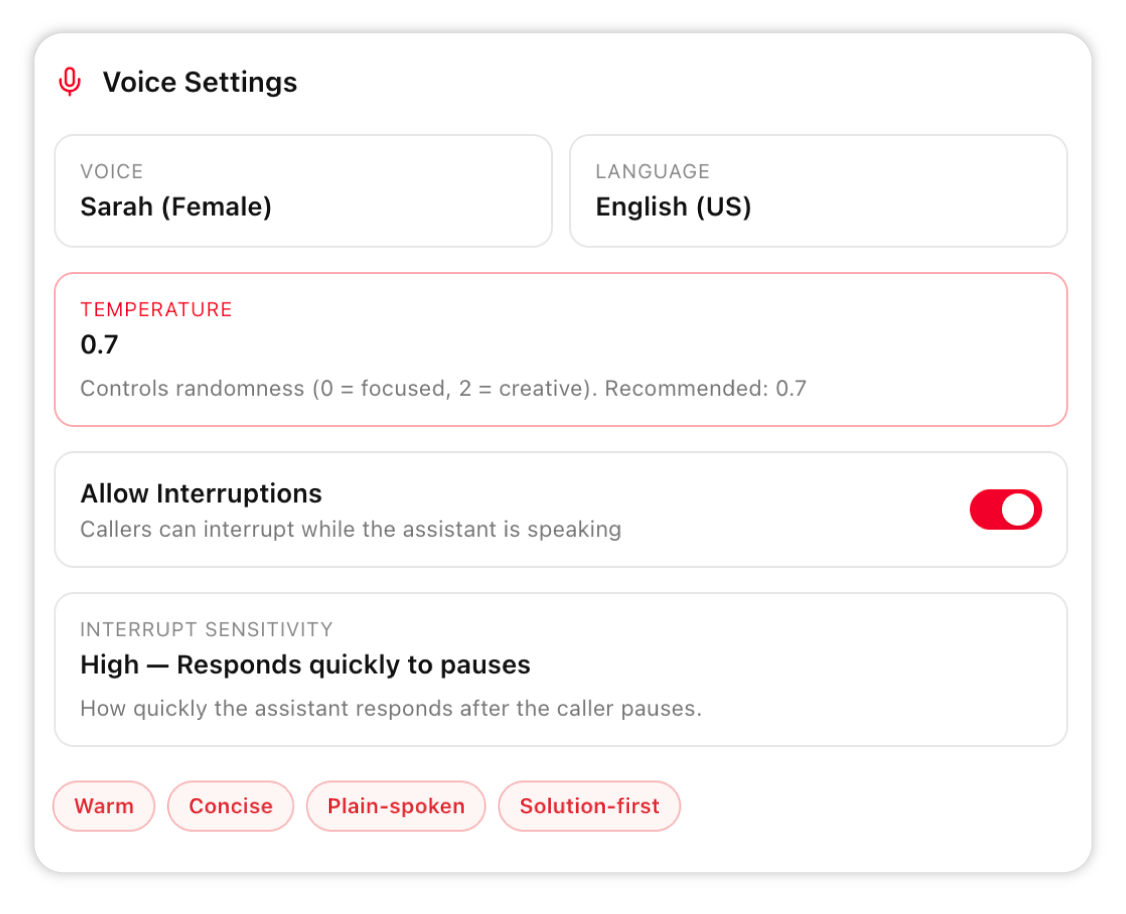 Voice settings