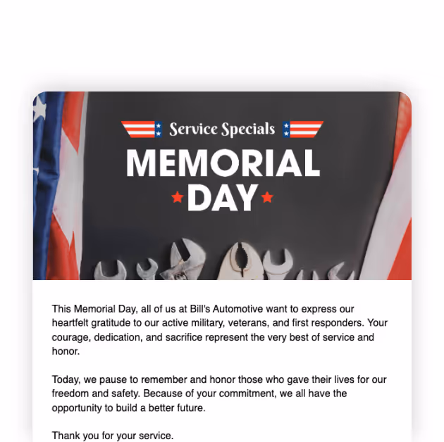 Memorial Day Service Specials