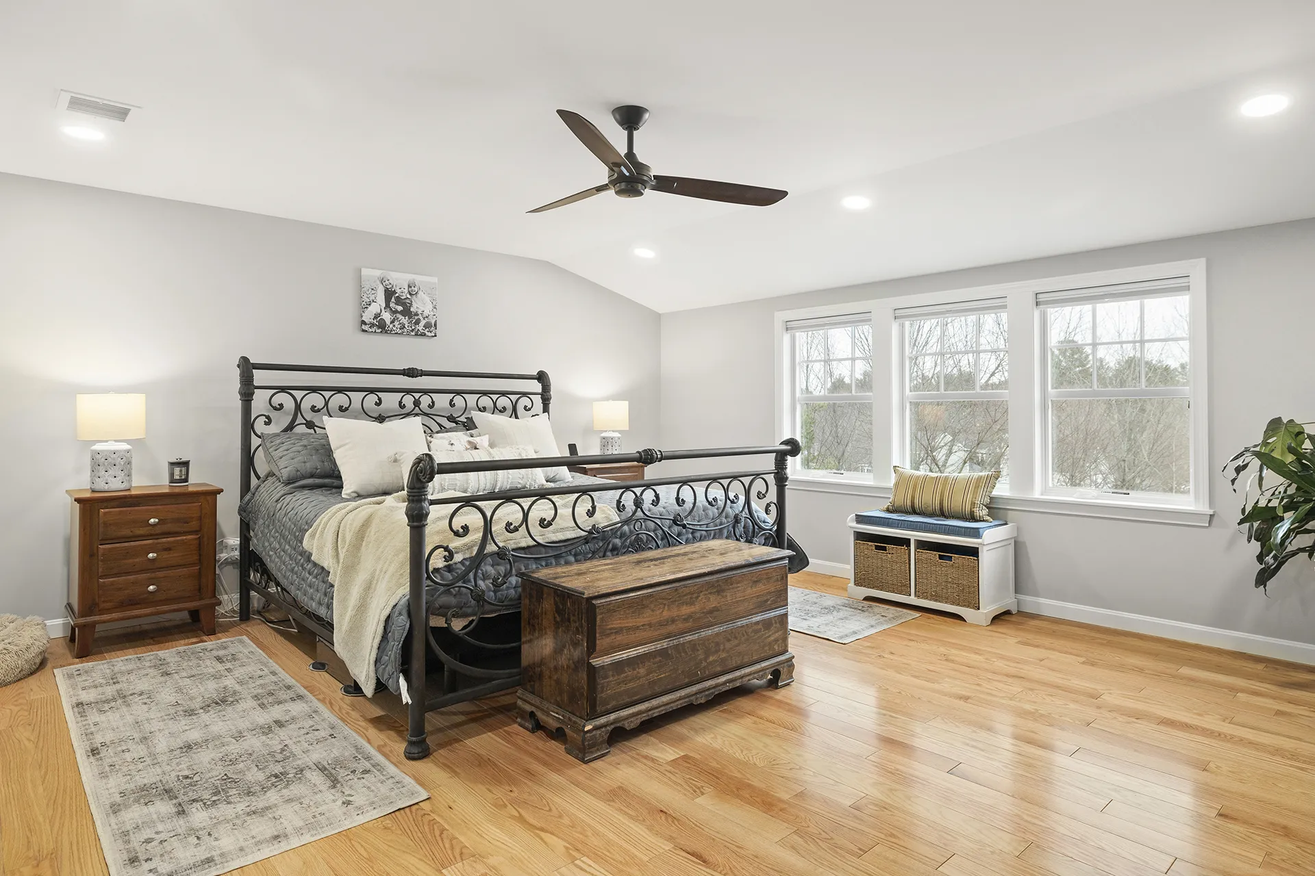 Primary suite addition in Pelham, NH — attic above the garage converted into a bedroom suite by Oak Hill Design & Build