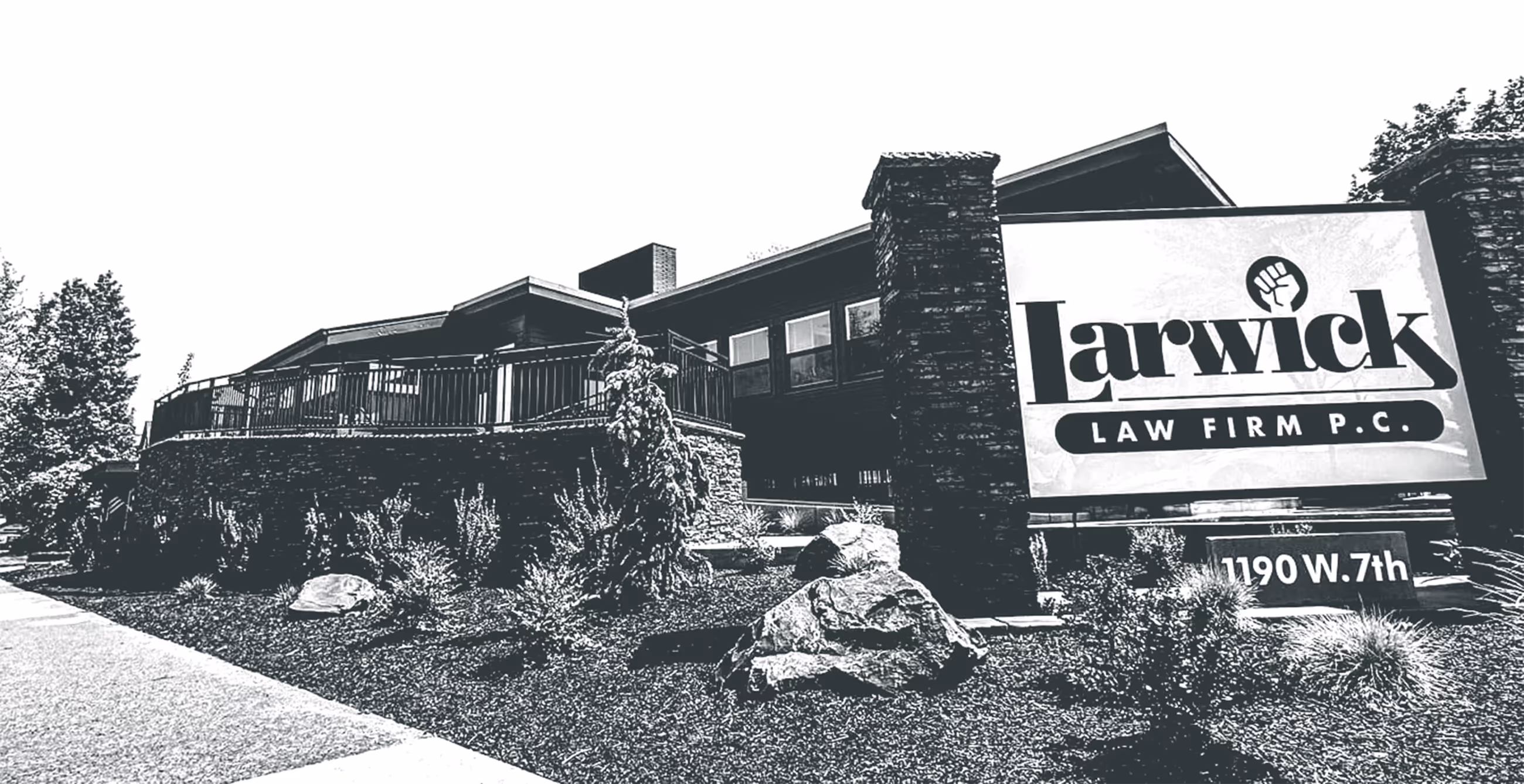 Larwick Law Firm office in black and white