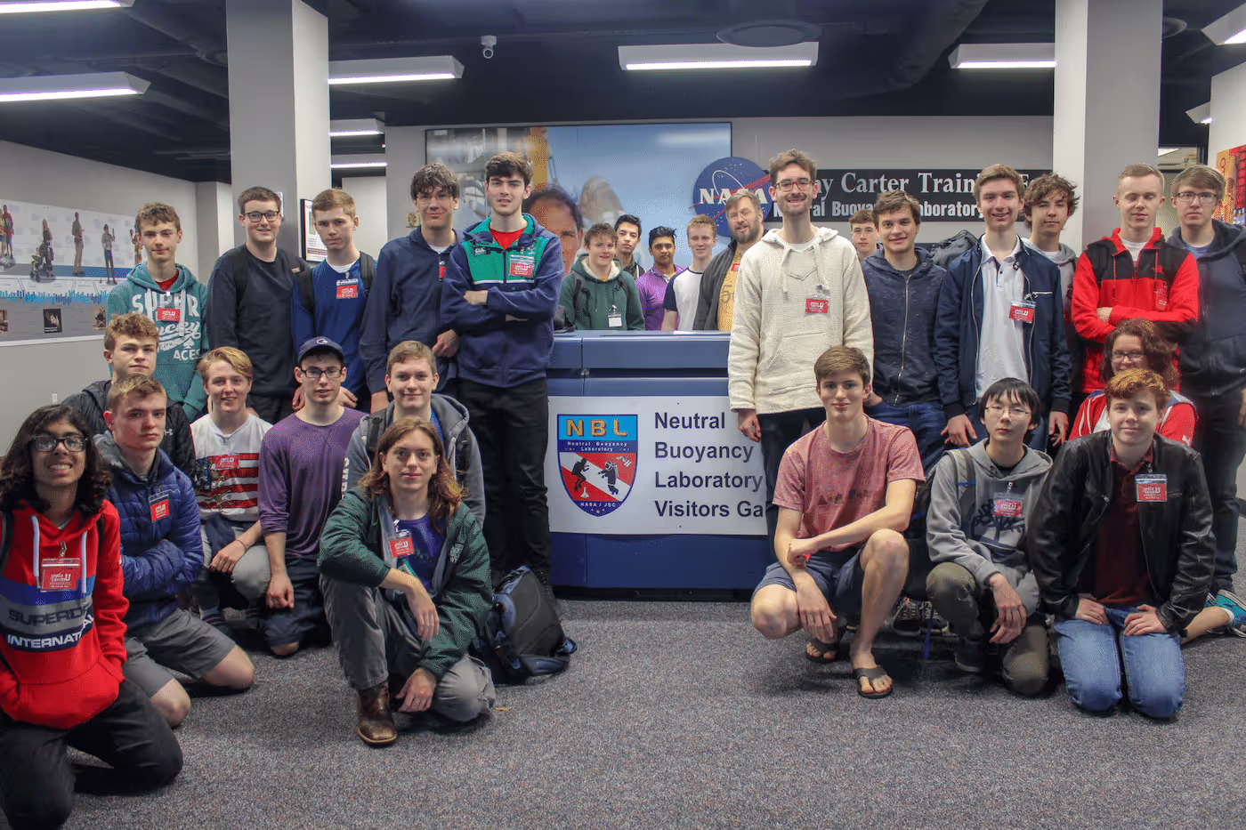 Students on a school tour at the Neutral Buoyancy Lab in the USA organised by Educating Adventures EA School Tours.