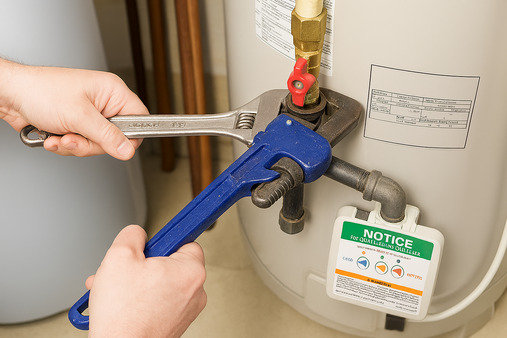 image of water heater installation for a plumbing service
