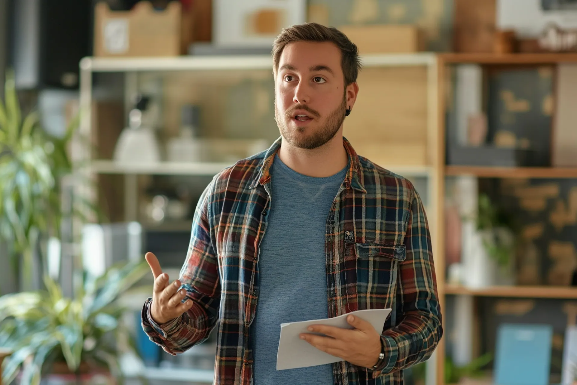 Person explaining tech