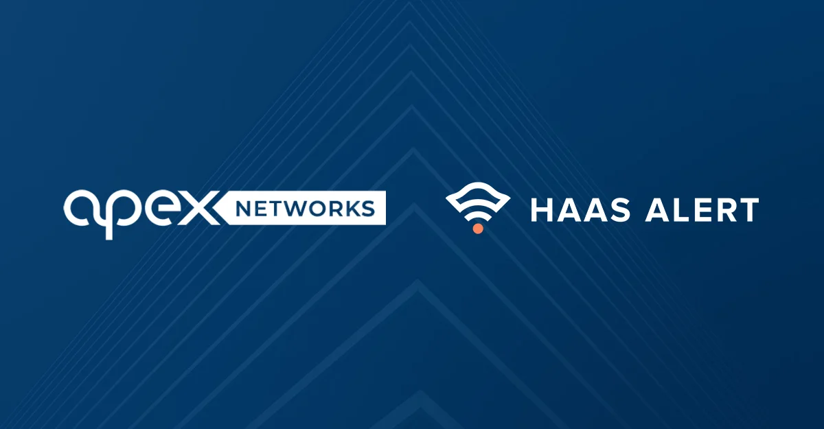 Cobranded image of Apex Networks and HAAS Alert logos