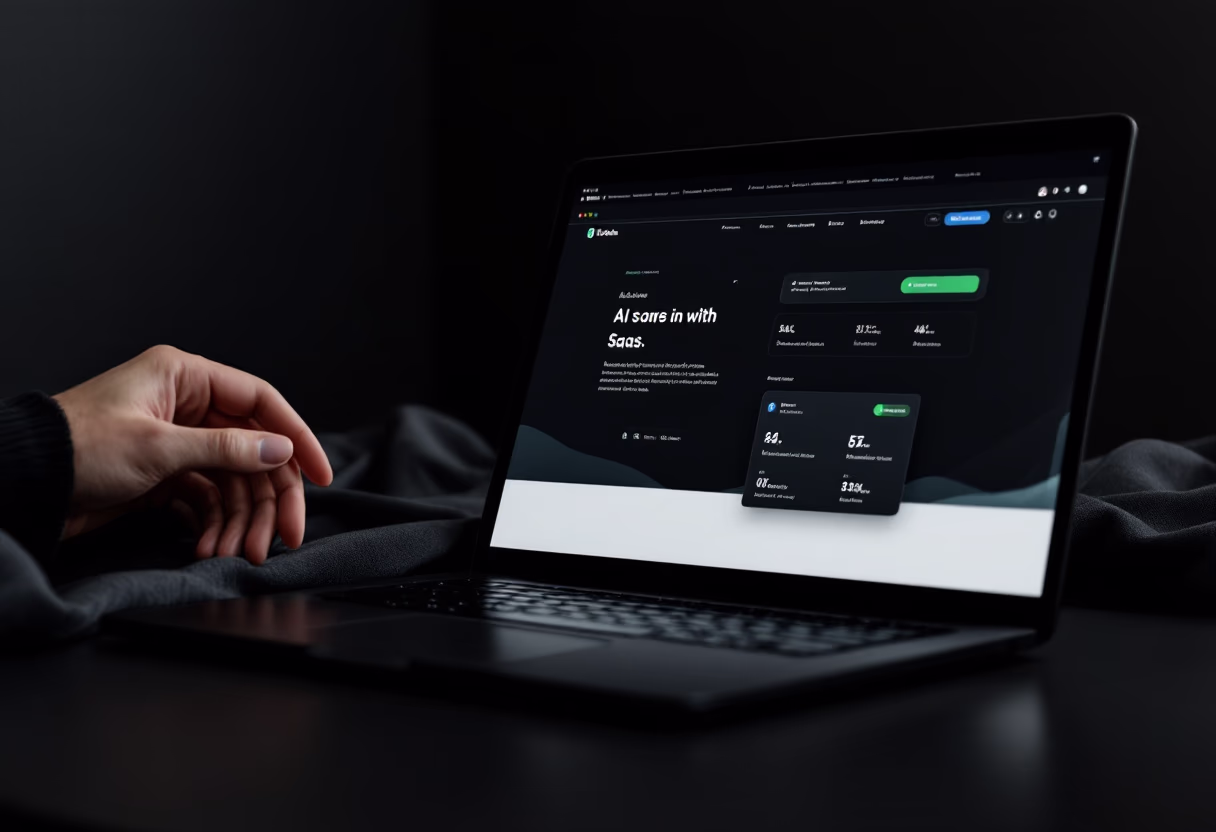 [interface] image of a laptop displaying product interface (for an ai saas company)