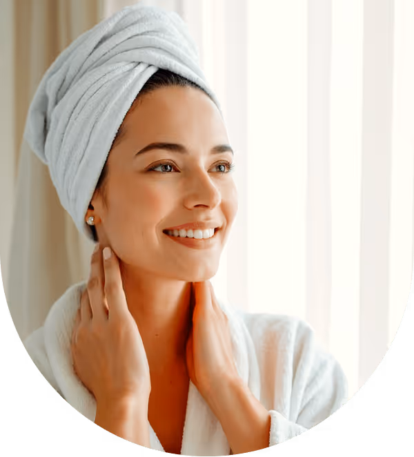 Fresh faced woman after facial treatment at medical spa