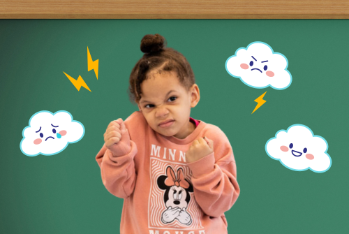 young preschooler expressing emotions such as sad happy grumpy angry