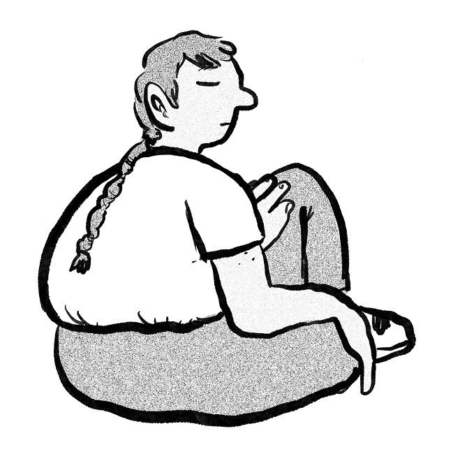 Illustration of a young person sitting down on the ground