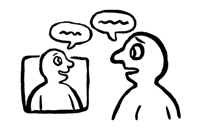 Illustration of two people talking