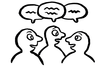 Illustration of three people talking