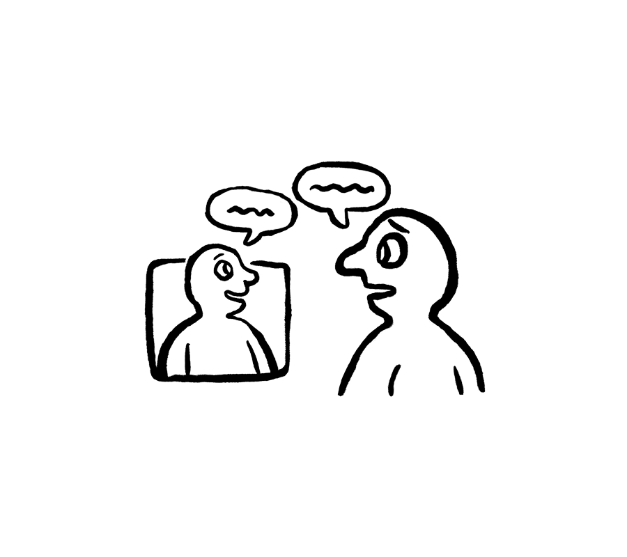 Illustration of two people talking