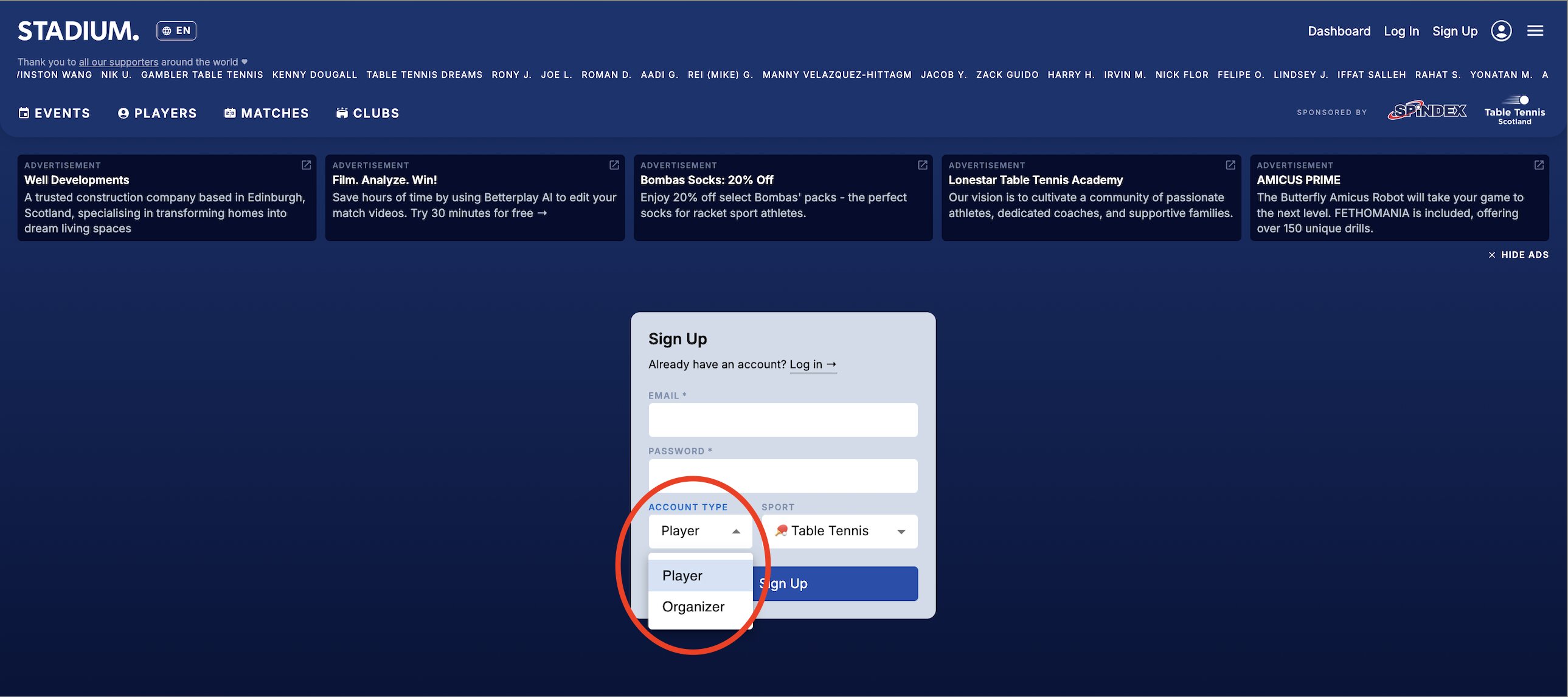 Register as an organizer