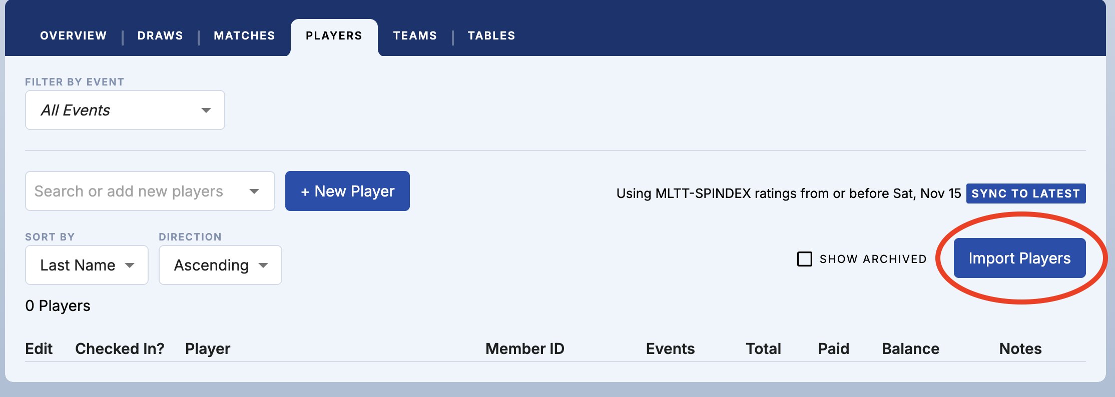 Import and link players