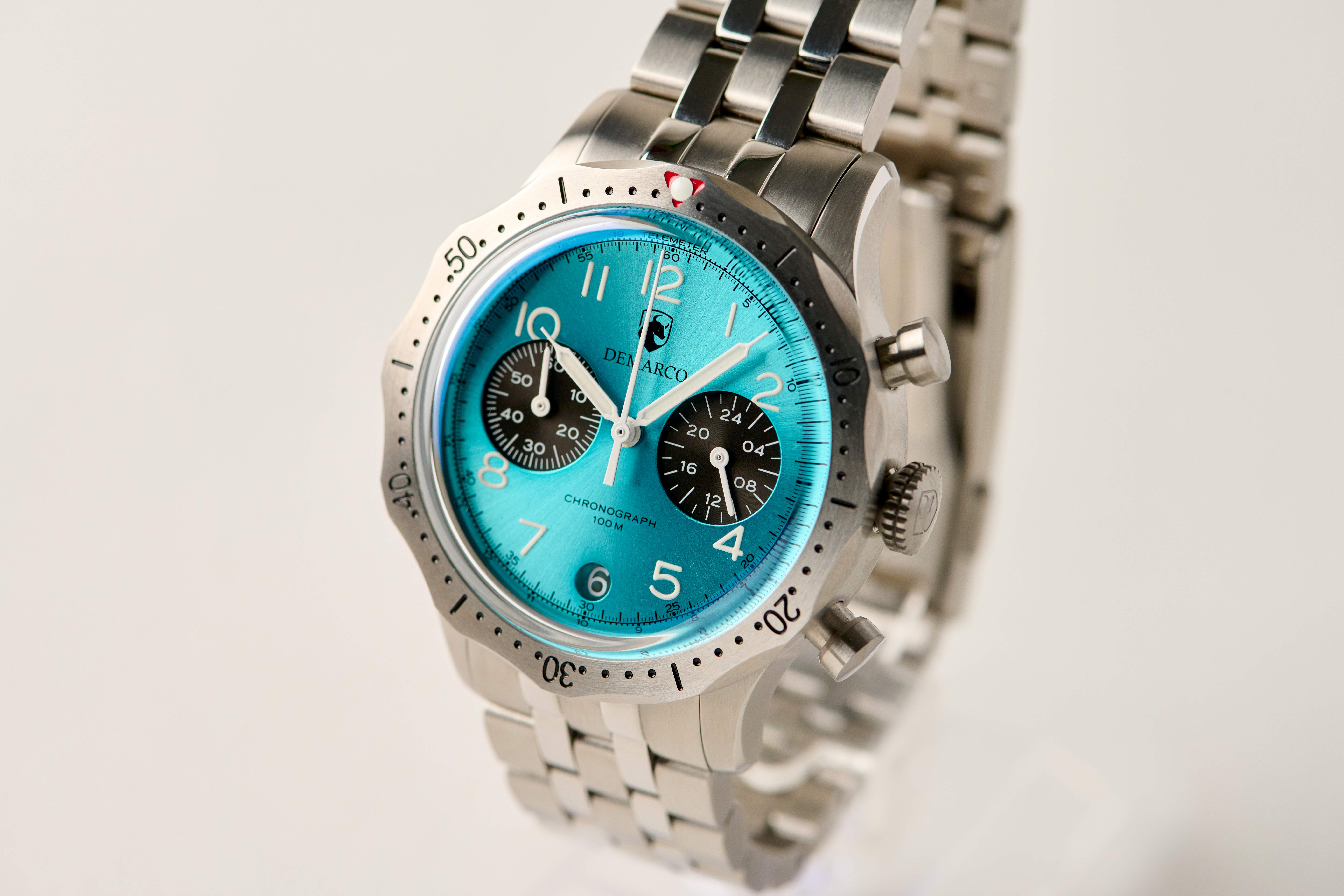 Worn & Wound article image, DeMarco Chronograph teal dial