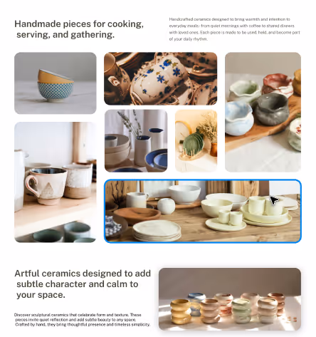 gallery page of thistle and fern, showing some of the ceramic work