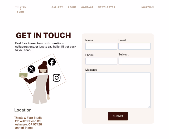 contact form for thistle & fern