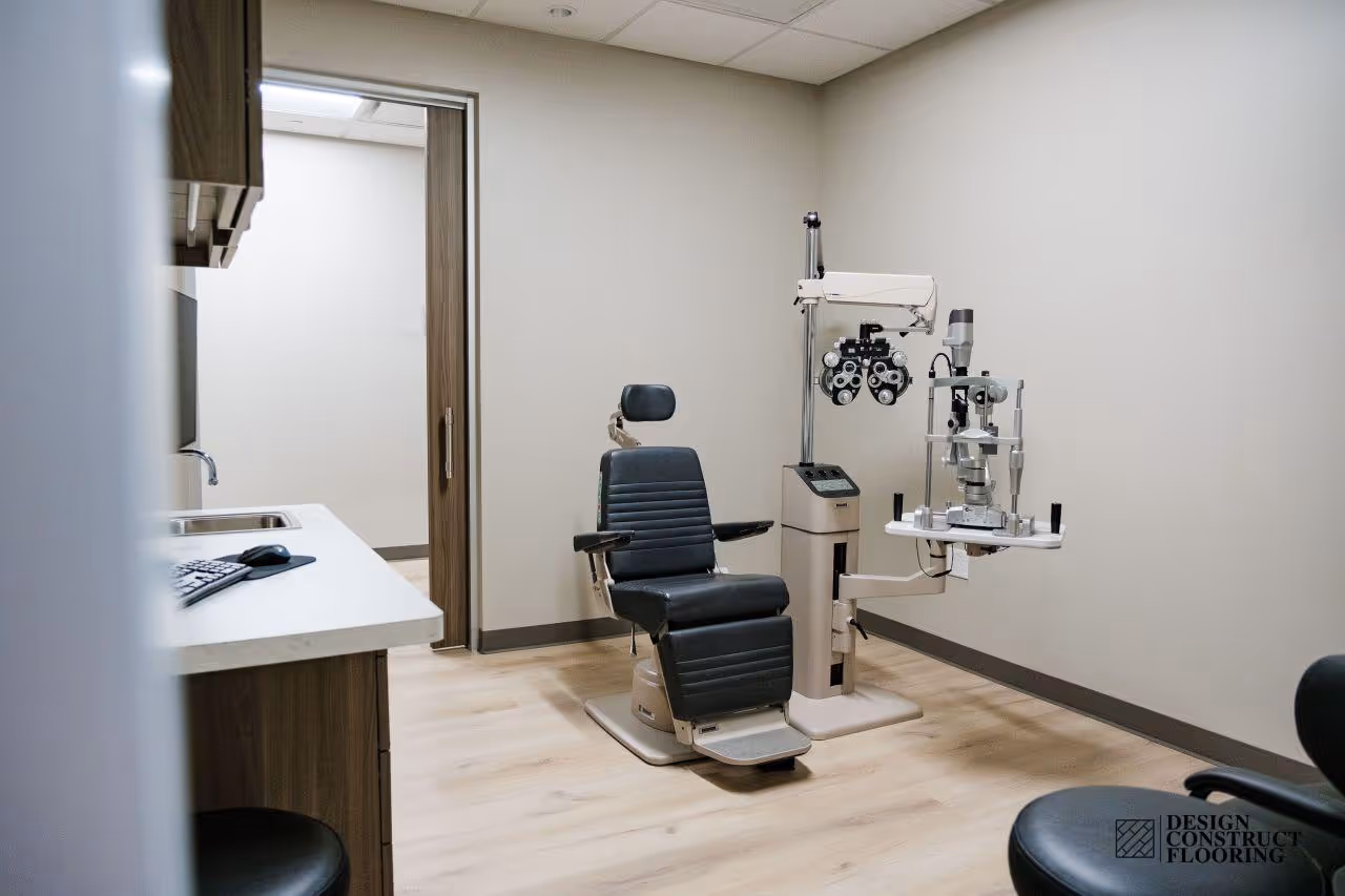 Jobsite photo of healthcare flooring project.