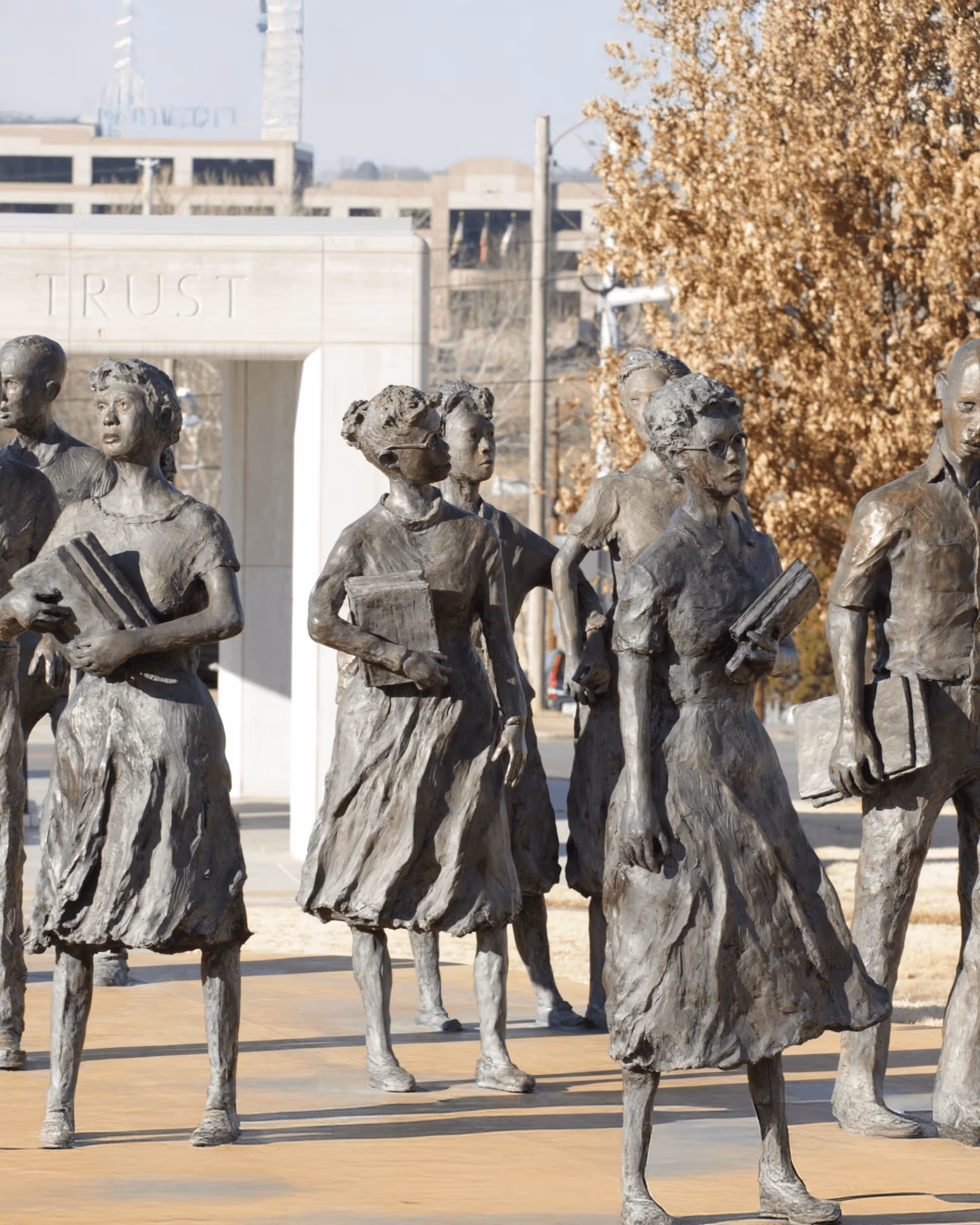 Statues of the Little Rock Nine.