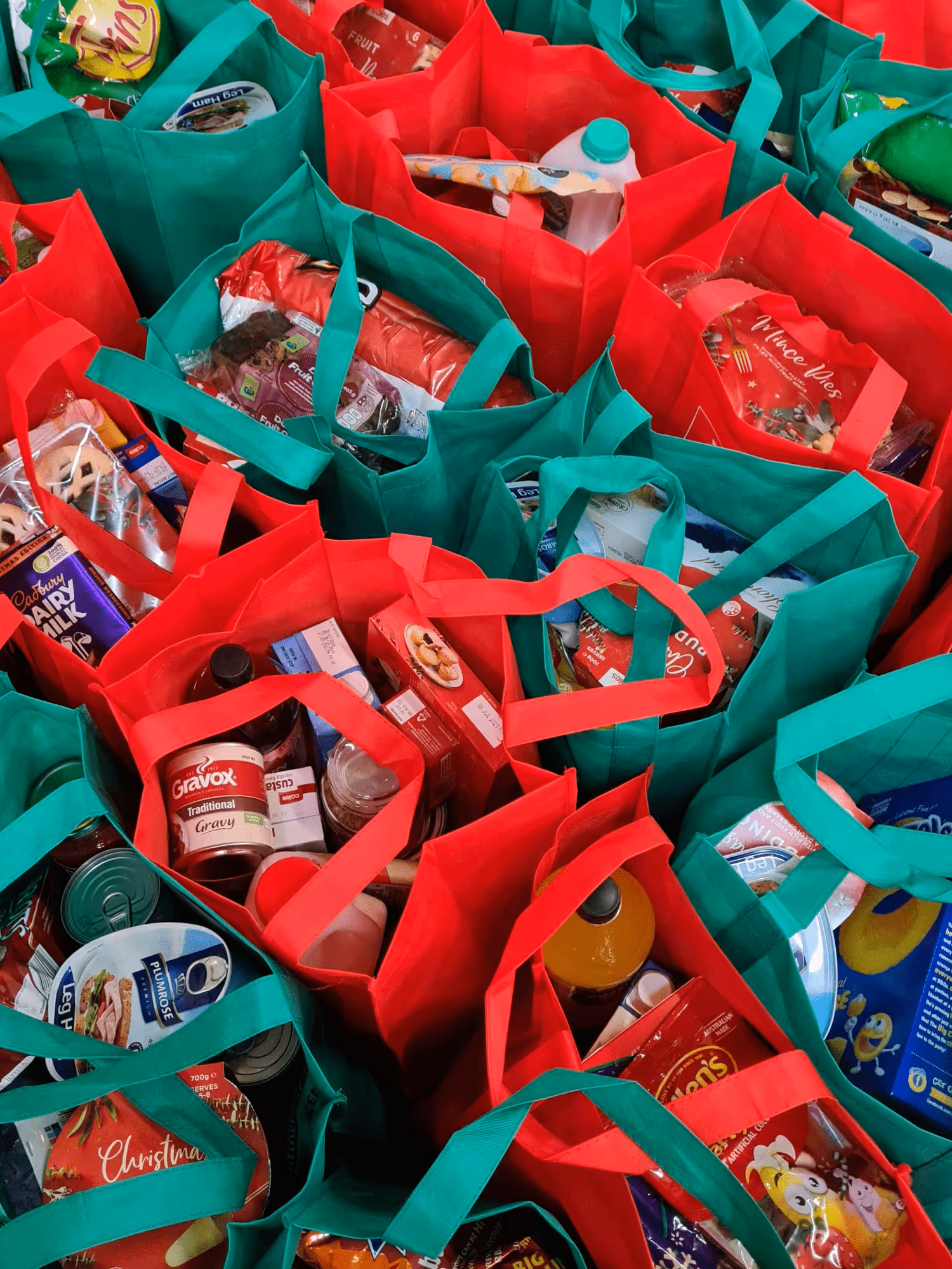 A group of donated food.