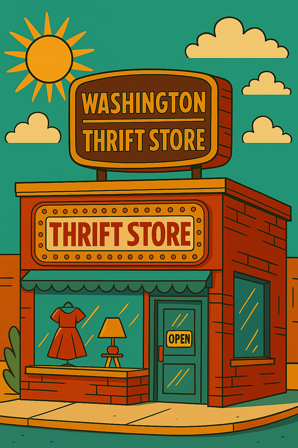 animated thrift store building