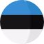 Flag of Estonia with horizontal stripes of blue, black, and white.