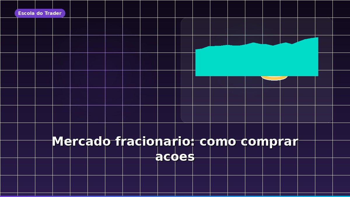Representação de ações fracionadas com moedas e gráfico de crescimento