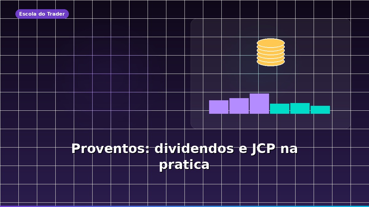 Pilha de moedas representando dividendos e JCP com gráfico de rendimentos