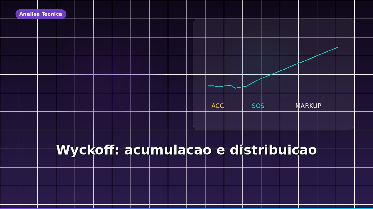 Gráfico mostrando fases de acumulação e distribuição do método Wyckoff