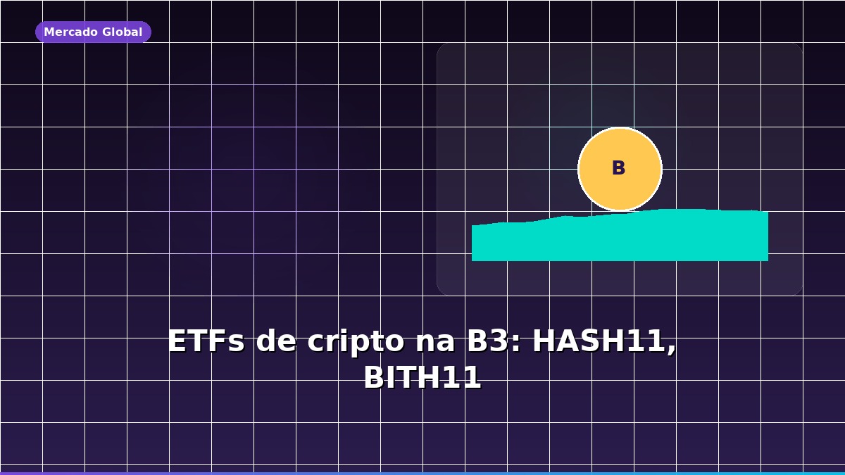 Símbolo do Bitcoin com gráfico representando ETFs de criptomoedas na B3