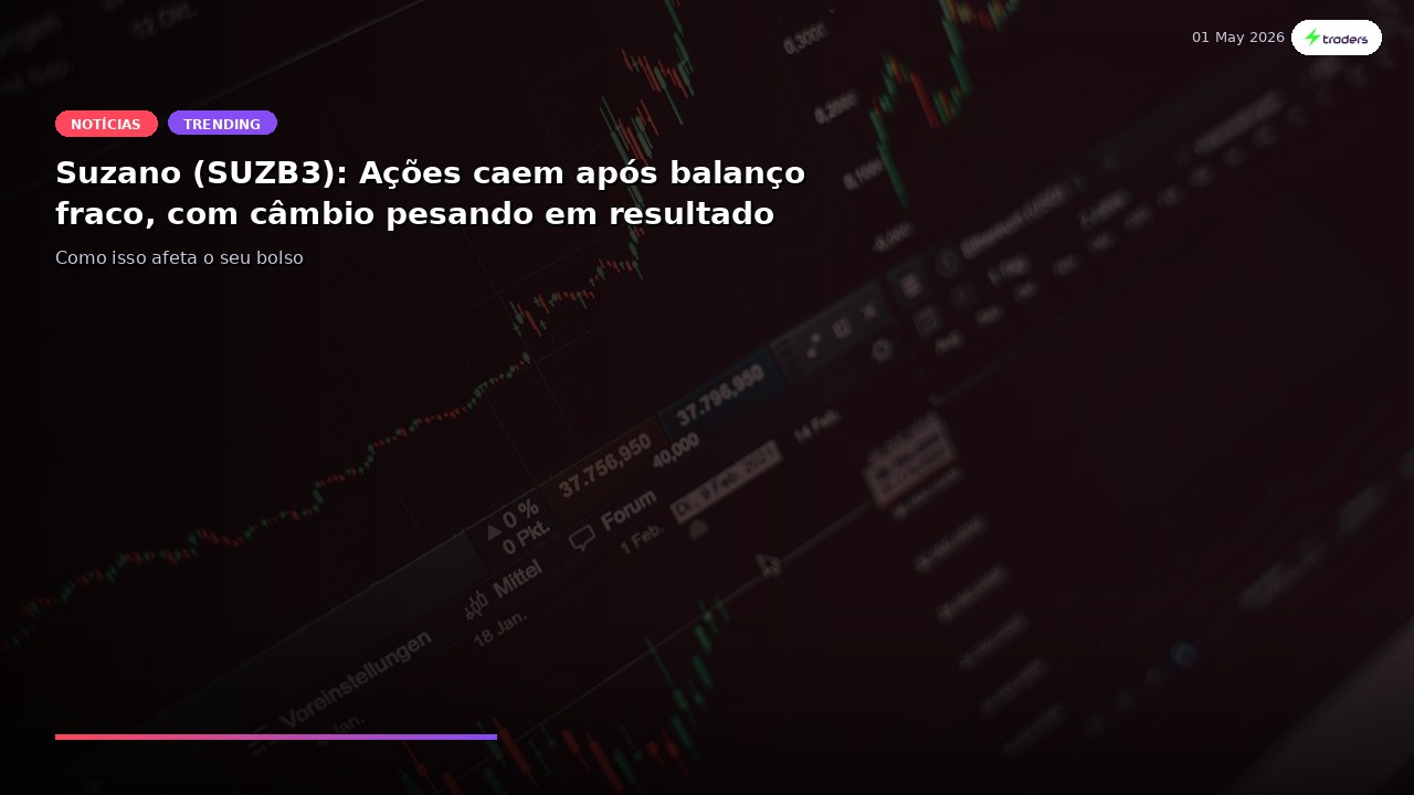 Suzano (SUZB3): Ações caem após balanço fraco, com câmbio pesando em resultado