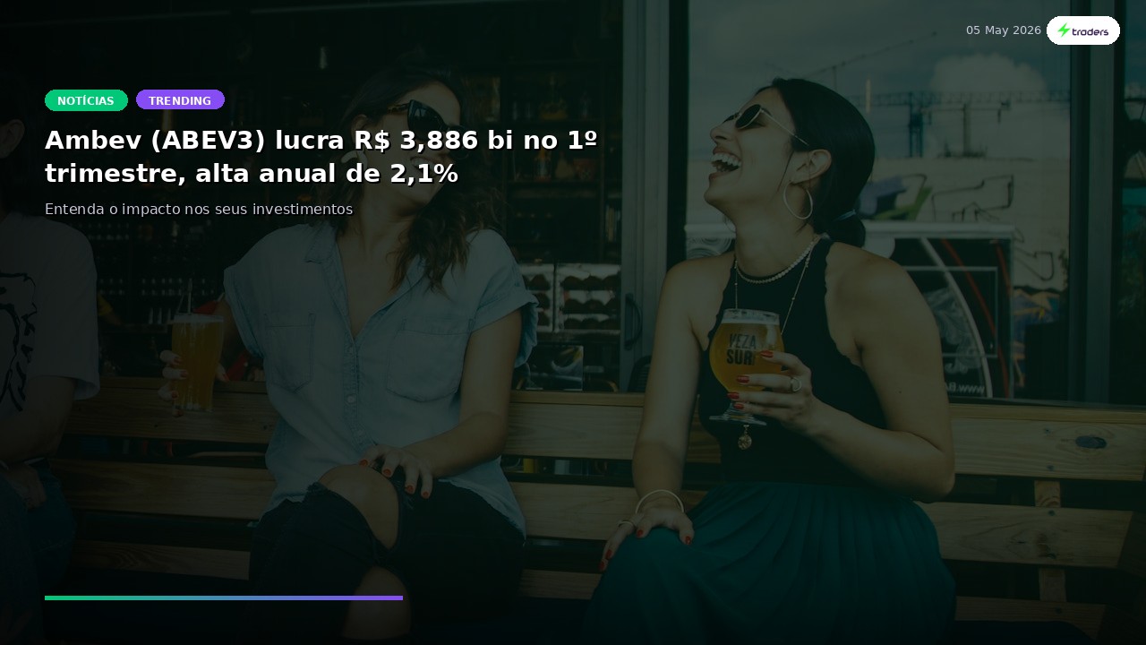 Ambev (ABEV3) lucra R$ 3,886 bi no 1º trimestre, alta anual de 2,1%