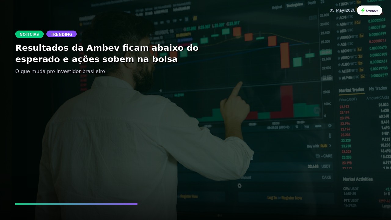 Resultados da Ambev ficam abaixo do esperado e ações sobem na bolsa