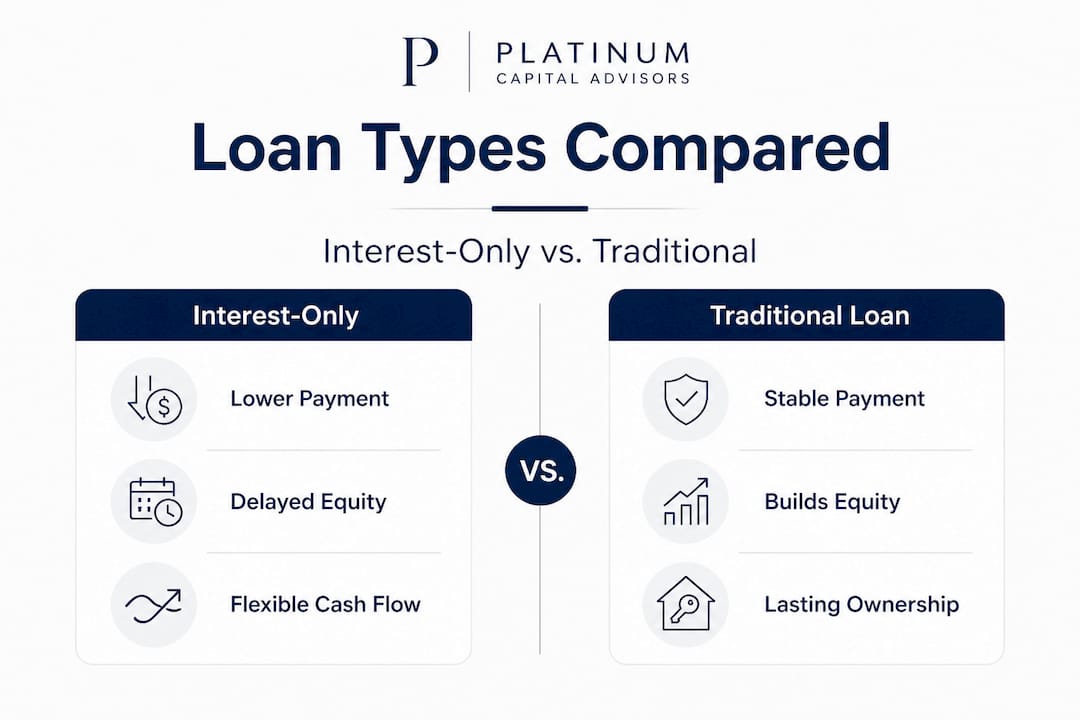 Infographic comparing interest-only and traditional mortgages