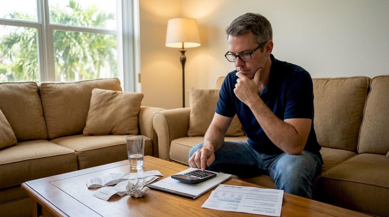 Man working on home mortgage calculations