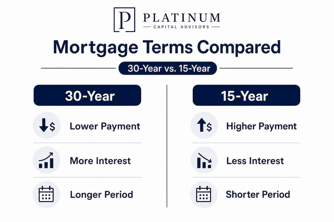 Infographic comparing 30-year and 15-year mortgage terms
