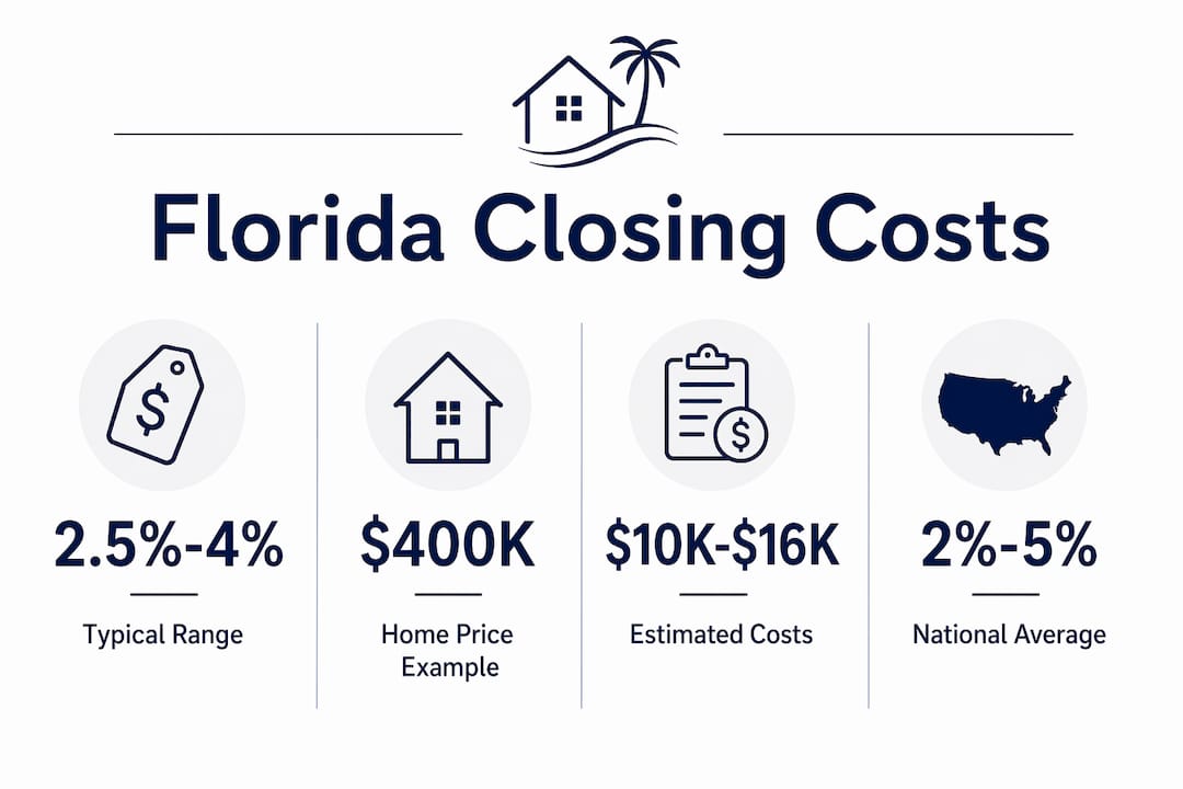 Infographic showing typical Florida closing cost statistics