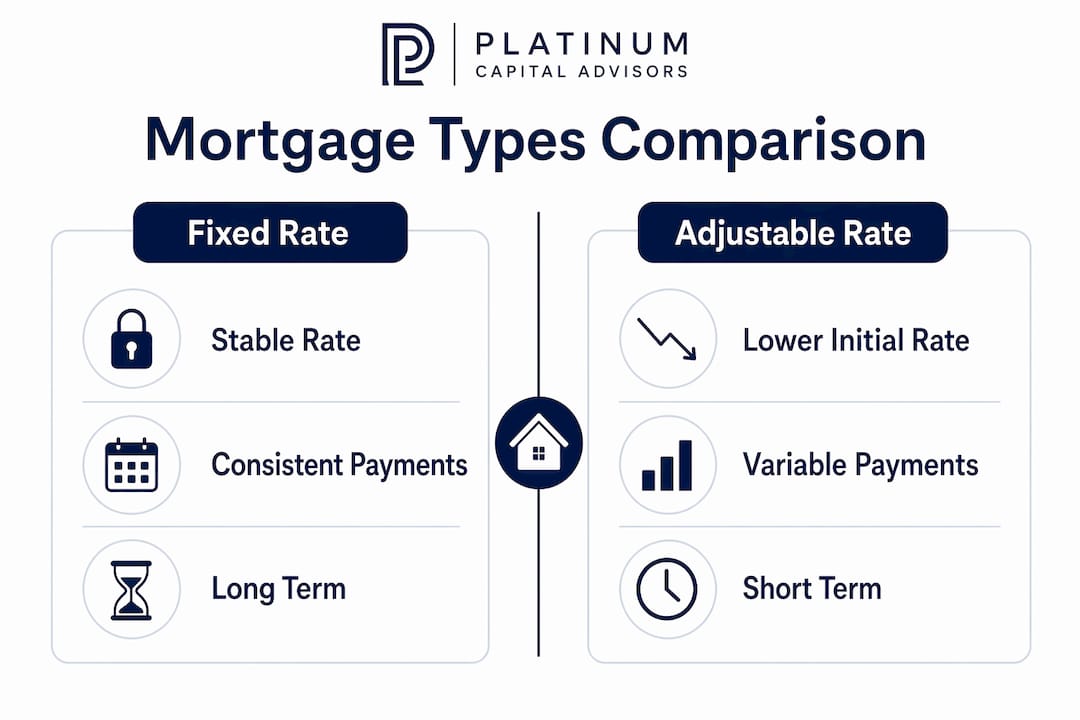 Infographic comparing fixed rate and adjustable rate mortgages