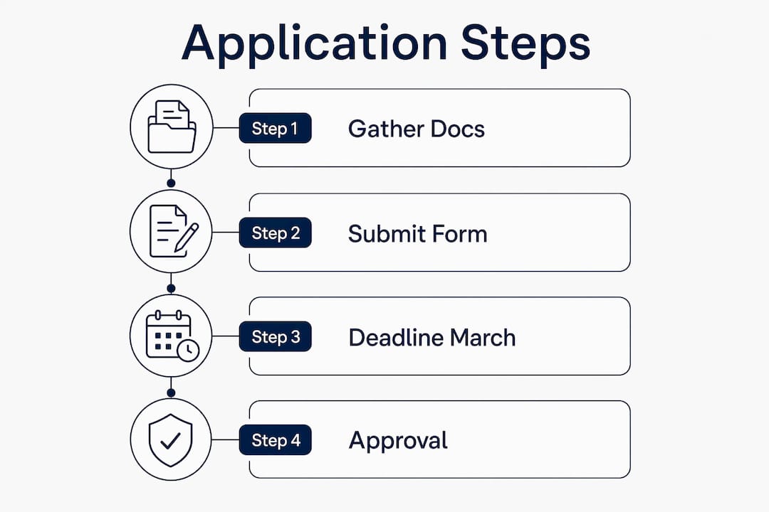 Infographic showing application steps for exemption
