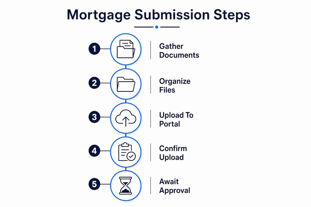 Infographic showing step-by-step mortgage submission process